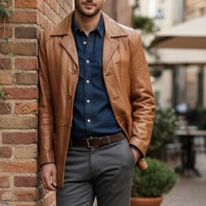 Vintage 70's Startown Tan Leather Jacket 42 Reg